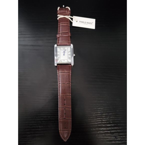 🔥NEW IN BOX! - Pablo Raez‎ 40mm Brown Leather Men's Tank Watch - Picture 2 of 6
